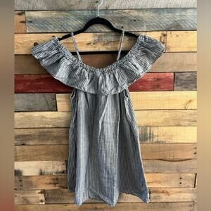 Umgee Gray‎ Stripe Off Shoulder Dress Size Large